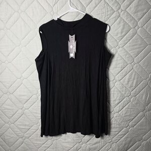 Crazy train Womens Size XLCold Shoulder Black top Casual Mock Neck brand new